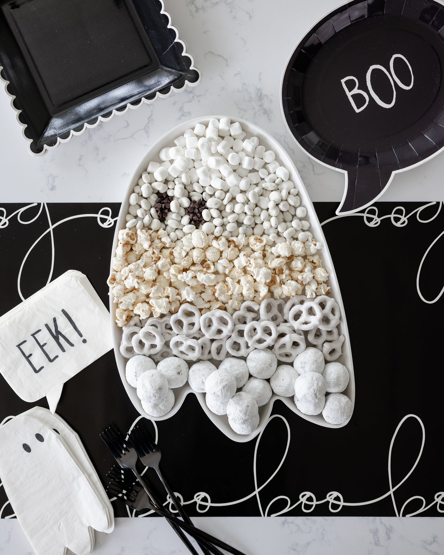 Hey Pumpkin Ghost Shaped Reusable Bamboo Tray